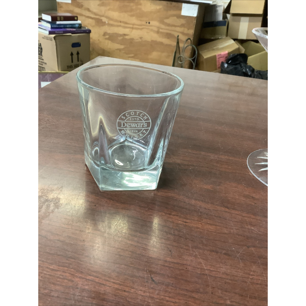 Dewars Scotch Whiskey Rocks Glass Thick Pentagon Shap Base Libbey Dura Tuff USA